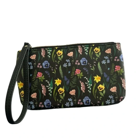 JUICY COUTURE BLACK/MULTI FIELD FLORAL WALLET/WRISTLET/FAUX LOCK NWOT - Picture 4 of 9